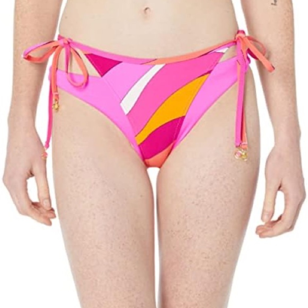 Trina Turk Vivid Vista Layered Tie Side Pink and Orange Bikini Bottom Size 4 NWT - Picture 11 of 11